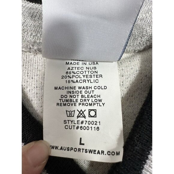 Art Unlimited Sweater shirt Mens Large Gray Aztec Nub Wolf Sweatshirt V Neck - Picture 10 of 13